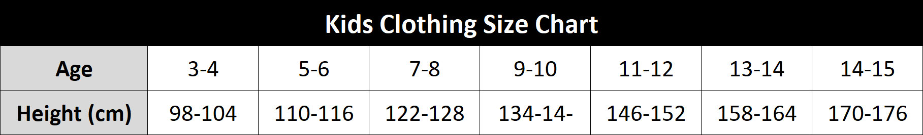 Primark Size Chart