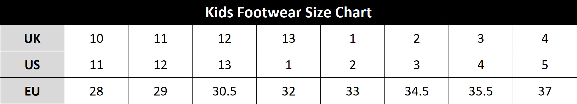 Ecco Shoe Chart