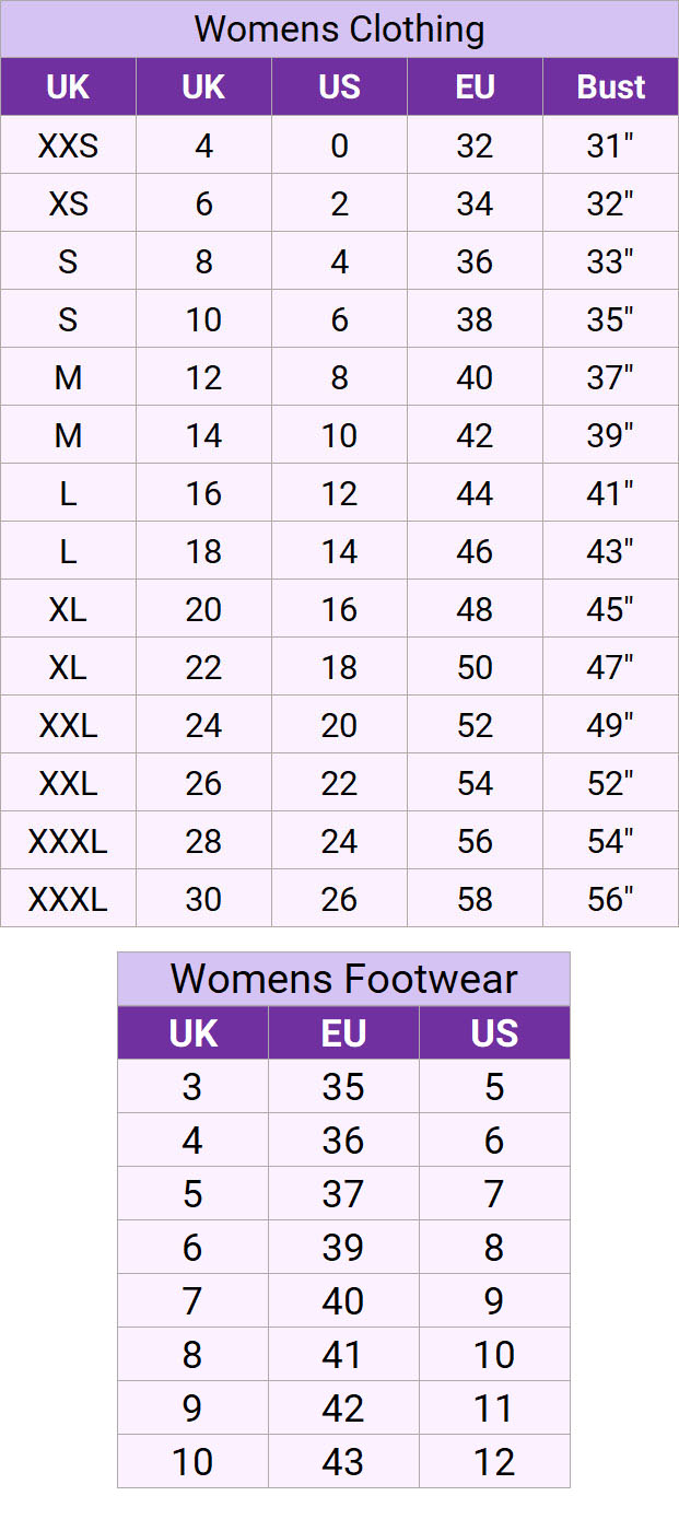 Ralph Ladies Size Chart Uk