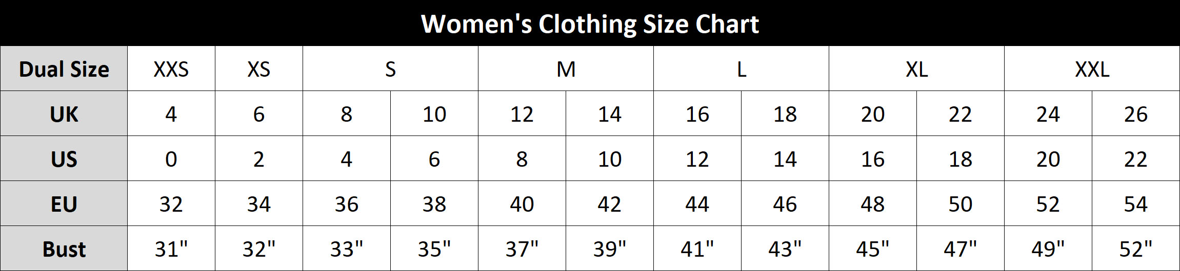 Mango Dress Size Chart